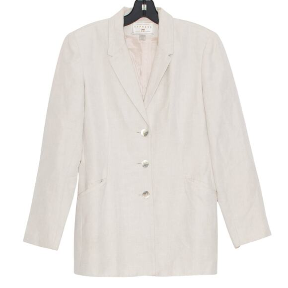 Express Vintage Blazer Linen Old Money Minimalist Quiet Luxury Coastal Grandma 6 - Picture 1 of 7